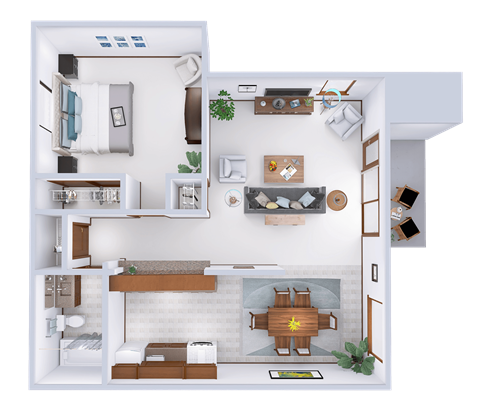 a floor plan of a house with a bedroom and a living room
